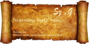 Szarvasy György névjegykártya